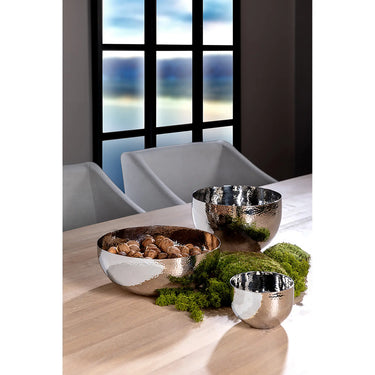 Schale – Polierter Stahl, Feines Dekor, Hammerschlag Optik - Mirta | Fink Living