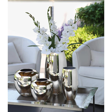 Vase – Vernickeltes Eisen, Gehämmerte Oberfläche, Zeitlose Form - Losone | Fink Living