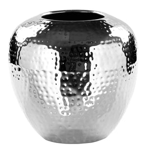 Vase – Vernickeltes Eisen, Gehämmerte Oberfläche, Zeitlose Form - Losone | Fink Living