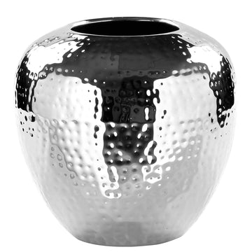 Vase – Vernickeltes Eisen, Gehämmerte Oberfläche, Zeitlose Form - Losone | Fink Living