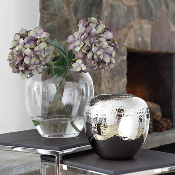 Vase – Vernickeltes Eisen, Gehämmerte Oberfläche, Zeitlose Form - Losone | Fink Living