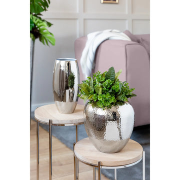 Vase – Vernickeltes Eisen, Gehämmerte Oberfläche, Zeitlose Form - Losone | Fink Living