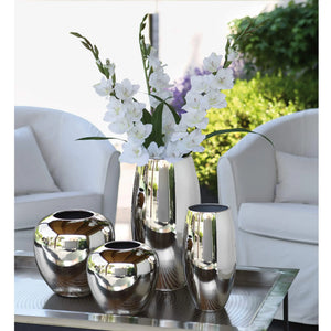 Vase – Vernickeltes Eisen, Gehämmertes Design, Handgefertigte Oberfläche - Africa | Fink Living