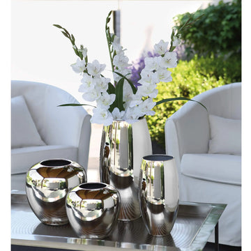 Vase – Vernickeltes Eisen, Gehämmertes Design, Handgefertigte Oberfläche - Africa | Fink Living