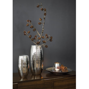 Vase – Vernickeltes Eisen, Gehämmertes Design, Handgefertigte Oberfläche - Africa | Fink Living