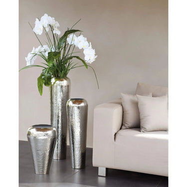 Vase – Vernickeltes Eisen, Gehämmertes Design, Elegante Form - Tutzi | Fink Living