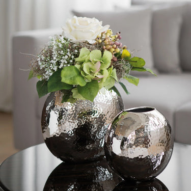 Vase – Eisen, Nickelbeschichtet, Hammerschlag - Luna | Fink Living