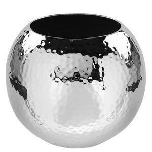 Vase – Gehämmertes Eisen, Runde Form, Vernickelte Oberfläche - Moon | Fink Living