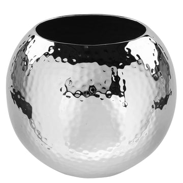Vase – Gehämmertes Eisen, Runde Form, Vernickelte Oberfläche - Moon | Fink Living