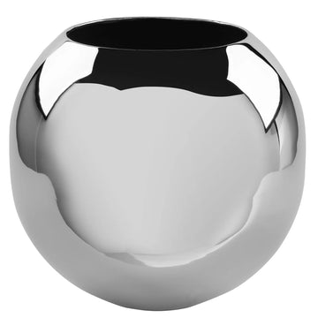 Vase – Gehämmertes Eisen, Runde Form, Vernickelte Oberfläche - Moon | Fink Living