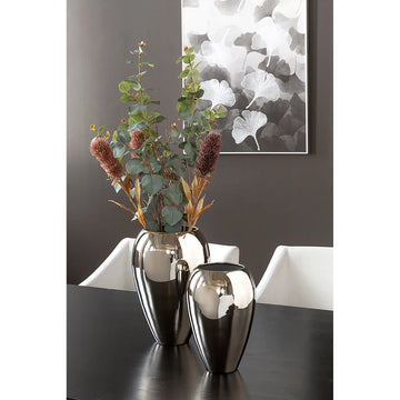 Vase – Vernickeltes Eisen, Gehämmertes Design, Wasserdichte Oberfläche - Malana | Fink Living