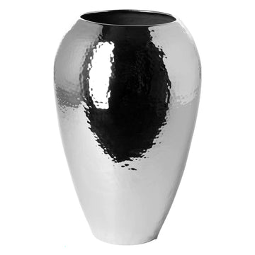Vase – Vernickeltes Eisen, Gehämmertes Design, Wasserdichte Oberfläche - Malana | Fink Living