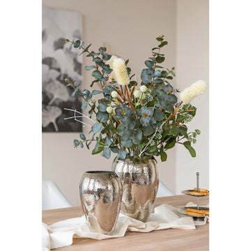 Vase – Vernickeltes Eisen, Gehämmertes Design, Wasserdichte Oberfläche - Malana | Fink Living