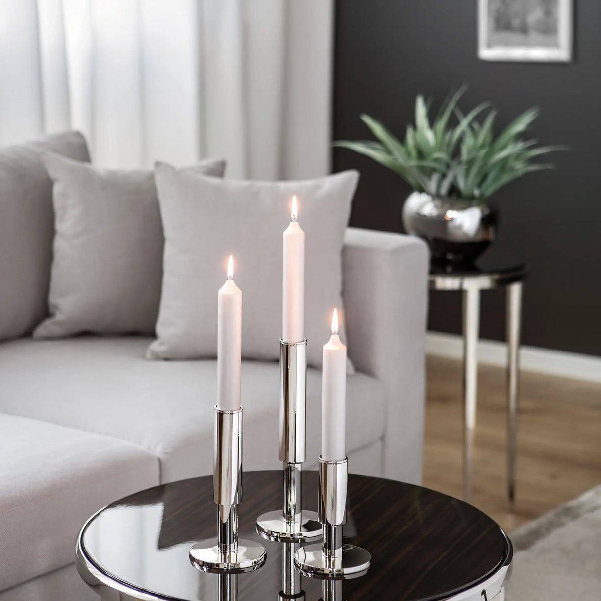 Kerzenständer – Nickeloptik, Stahl, Modern - Ritmo | Fink Living
