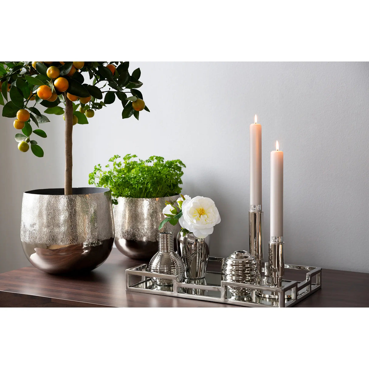 Kerzenständer – Nickeloptik, Stahl, Modern - Ritmo | Fink Living