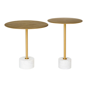 Beistelltisch – Marmor Weiß, Messing-Look, 52cm - Lecco | House Nordic