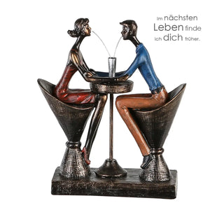 Skulptur – Bronze Finish, Rote Akzente, Liebevolles Paar - Table for two | Gilde