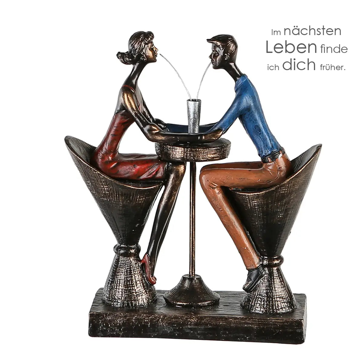 Skulptur – Bronze Finish, Rote Akzente, Liebevolles Paar - Table for two | Gilde
