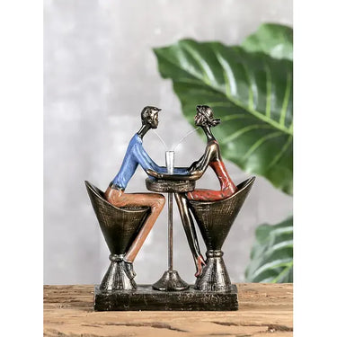 Skulptur – Bronze Finish, Rote Akzente, Liebevolles Paar - Table for two | Gilde
