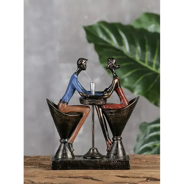 Skulptur – Bronze Finish, Rote Akzente, Liebevolles Paar - Table for two | Gilde