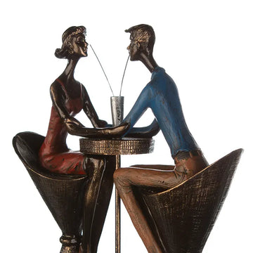 Skulptur – Bronze Finish, Rote Akzente, Liebevolles Paar - Table for two | Gilde
