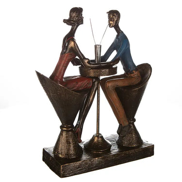 Skulptur – Bronze Finish, Rote Akzente, Liebevolles Paar - Table for two | Gilde