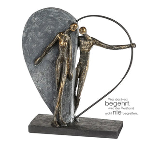 Skulptur – Herzform, Bronze Optik, Paarmotiv - Herzklopfen | Gilde