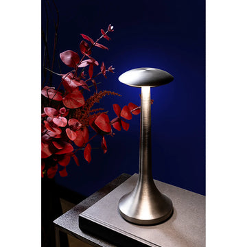 Tischleuchte - Dimmbares Licht, Silberne Optik, Ladestation - Illuma | Fink Living