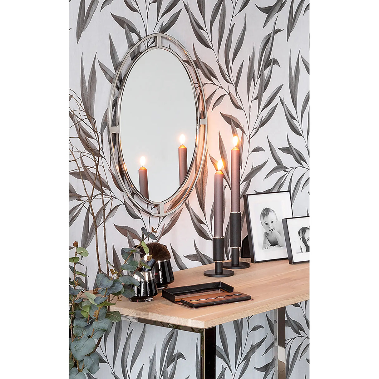 Wandspiegel – Ovales Design, Polierter Edelstahl, Eleganter Rahmen - Justine | Fink Living