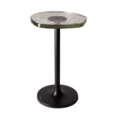 Beistelltisch – Geriffeltes Glas, Schwarzes Aluminium, Klare Oberfläche - Arvid | Fink Living
