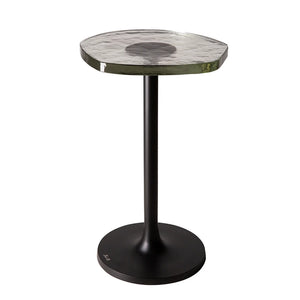 Beistelltisch – Geriffeltes Glas, Schwarzes Aluminium, Klare Oberfläche - Arvid | Fink Living