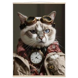 Schulposter – Singapura Katze, Steampunk-Outfit, Brille | St Tropez Art