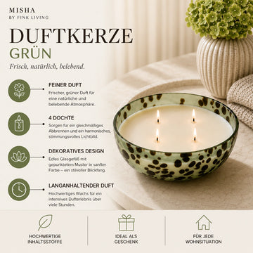 Duftkerze – Farbiges Glas, Sojawachs-Mix, Lange Brenndauer - Misha | Fink Living