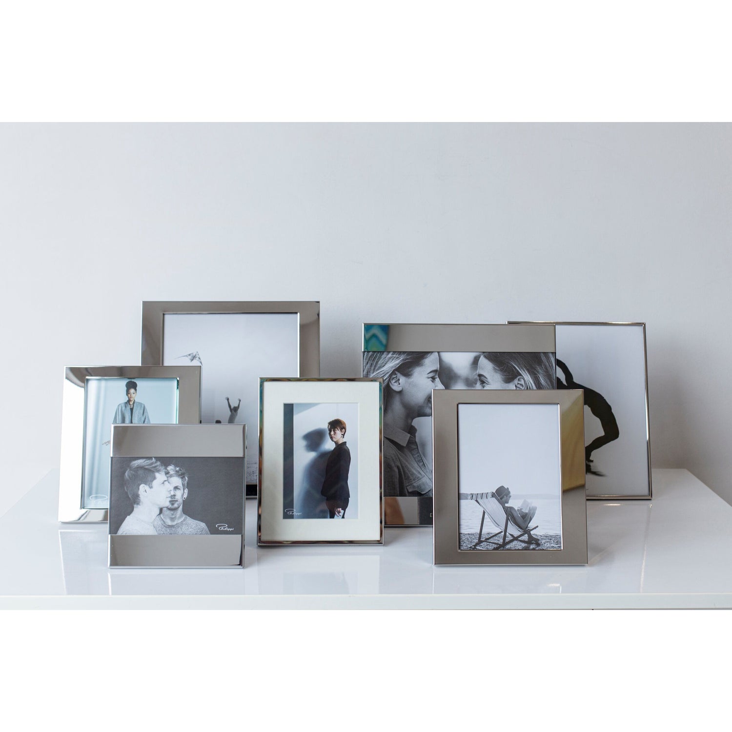 Photo frame Chrome-plated metal casing, Classic mat design, Slim elegant frame – Shadow | Philippi
