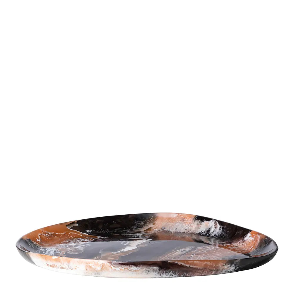 Tablett – Organische Form, Marmoroptik Design, Polyresin, Braun Weiß - Espresso | Fink Living