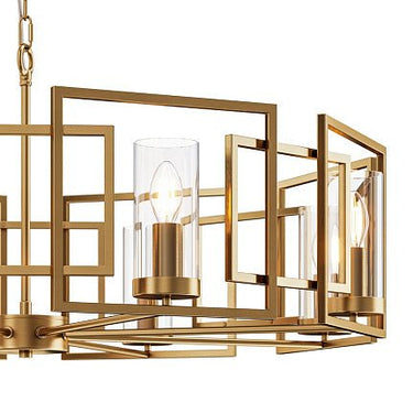 Pendelleuchte mit geometrischem Gold - Metallrahmen und Klarglas - Diffusoren im modernen Design – Bowi | Maytoni - Esszett Luxury | Stilvolles Wohnen mit Charakter