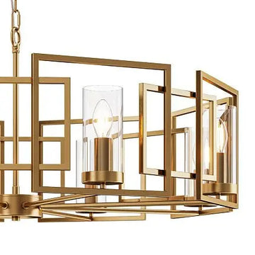 Pendant Light with Geometric Gold Metal Frame and Clear Glass Diffusers in Modern Design – Bowi | Maytoni