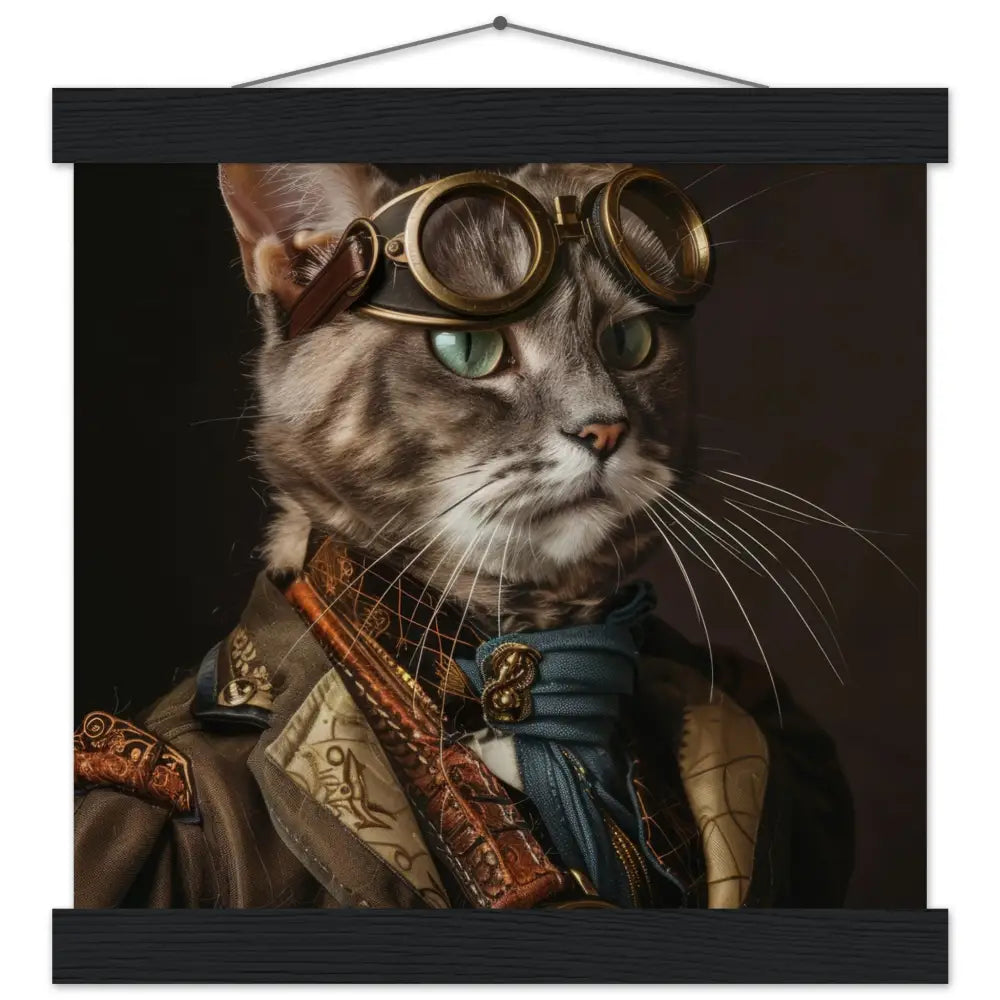 Schulposter – Korat-Katze Motiv, Steampunk-Kunstmotiv, Magnetische Holzaufhängung | St Tropez Art