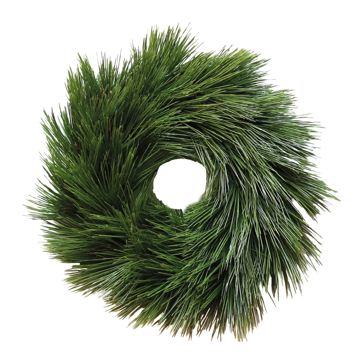 Kunstkranz – Grüne Kunstfasern, Naturrattan-Basis, Halb gebunden - Kieferkranz | Fink Living