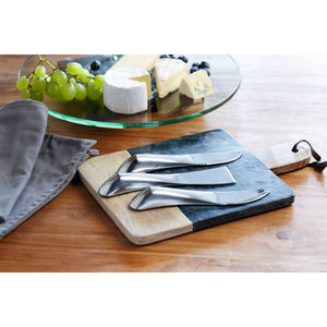Käsemesserset Hochglänzender Edelstahl, Ergonomischer Wellen-Griff & Geschenk-Holzbox – Wave | Philippi