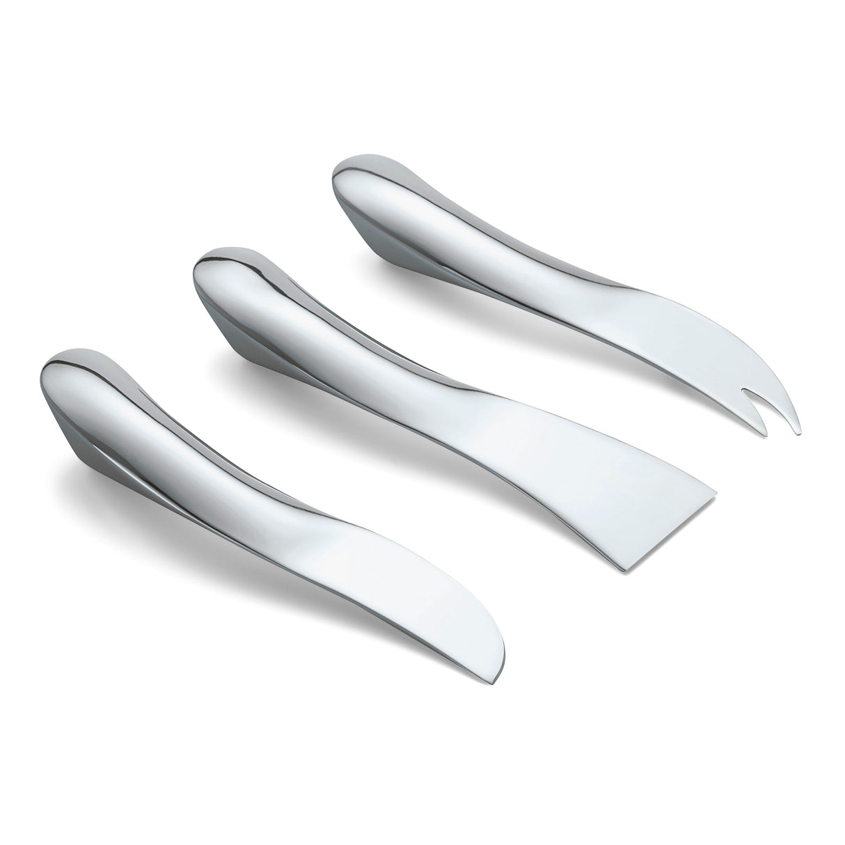 Käsemesserset Hochglänzender Edelstahl, Ergonomischer Wellen-Griff & Geschenk-Holzbox – Wave | Philippi