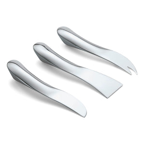 Käsemesserset Hochglänzender Edelstahl, Ergonomischer Wellen-Griff & Geschenk-Holzbox – Wave | Philippi