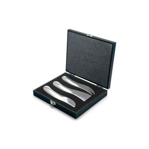 Käsemesserset Hochglänzender Edelstahl, Ergonomischer Wellen-Griff & Geschenk-Holzbox – Wave | Philippi