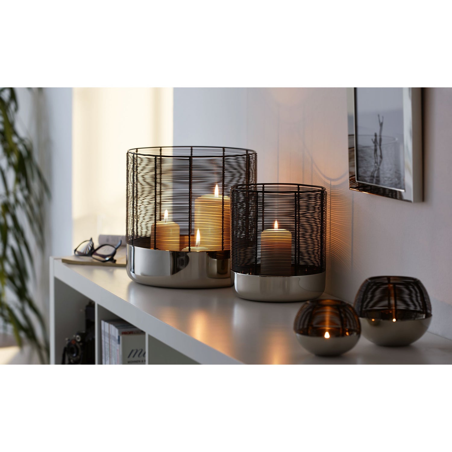 Windlicht – Nickelbasis Metalldraht-Schirm Kerzendesign – Luna | Philippi