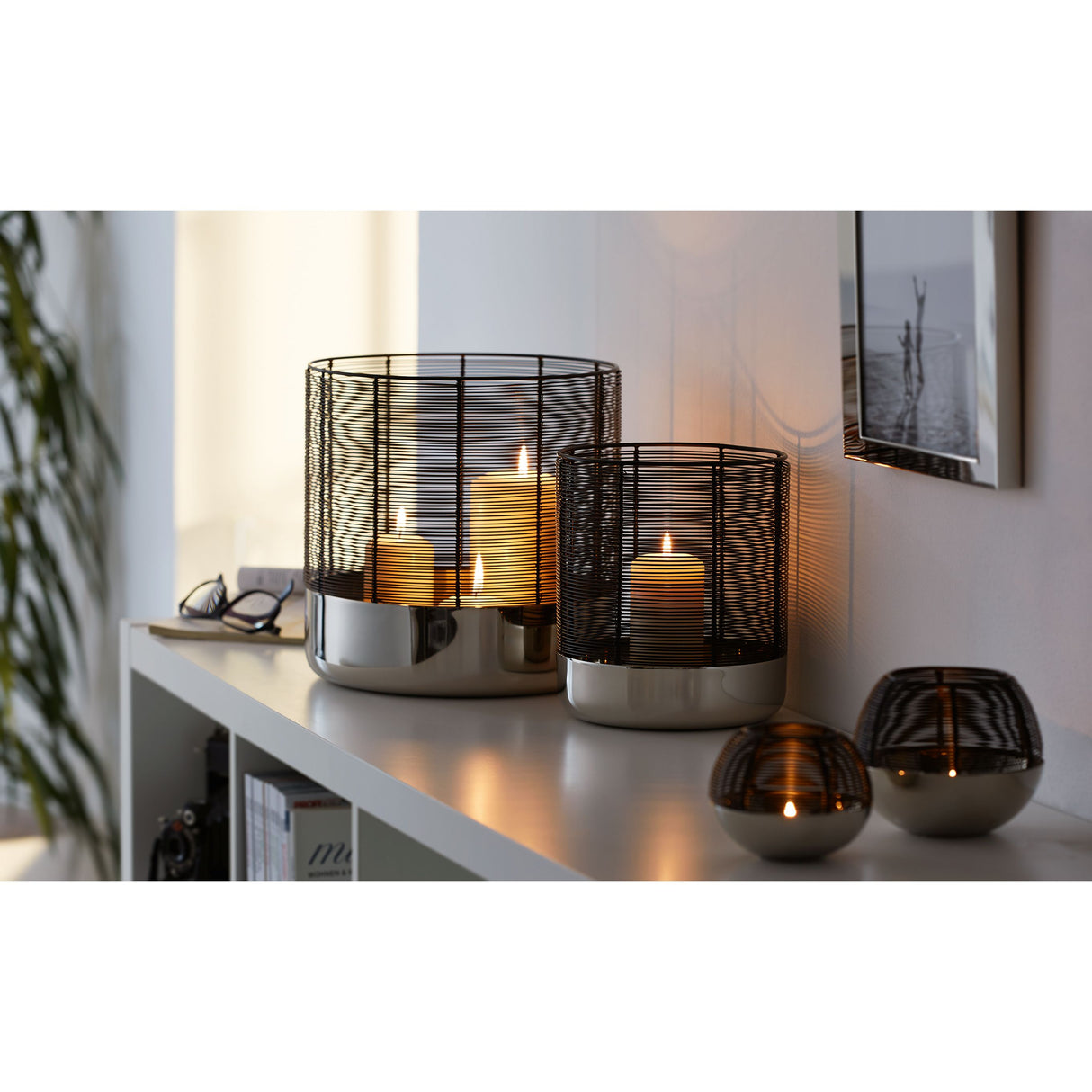Windlicht – Nickelbasis Metalldraht-Schirm Kerzendesign – Luna | Philippi