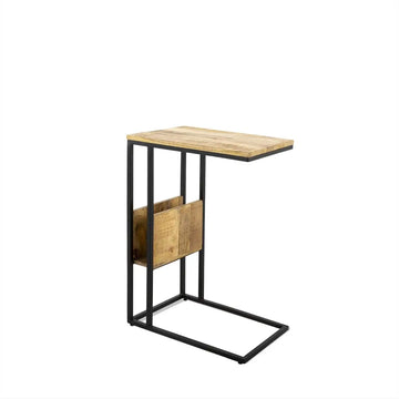 Bank Table - Mango Wood, Metal Frame, Storage Compartment | Benoa