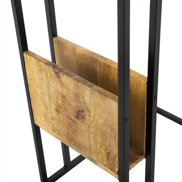 Bank Table - Mango Wood, Metal Frame, Storage Compartment | Benoa