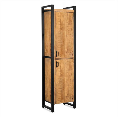 Aufbewahrungsschrank – Mangoholz Oberfläche, Schwarzes Stahlgestell, Natürliche Oberfläche, 50 cm - Britt | Benoa image
