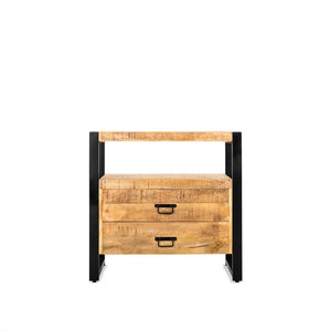 Chest of drawers – mango wood, metal frame, two drawers – Britt | Benoa