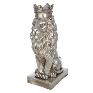 Skulptur – Silberne Optik, Antike Oberfläche, Löwenform - Löwe | Gilde
